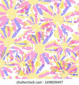 Colored Faded Flower Vector Seamless