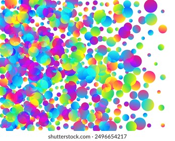 Colored falling confetti scatter vector background. Rainbow round particles new year vector. Cracker poppers flying confetti. Holiday celebration decor illustration. New Year design.