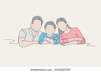 Colored family gatherings concept one-line drawing