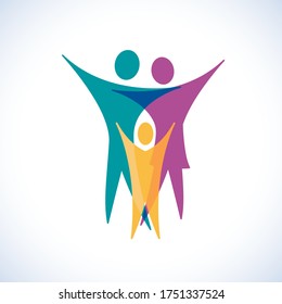 Colored family with open arms. Logo design template, vector illustration
