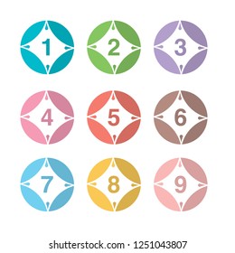 colored fancy star and round buttons vector