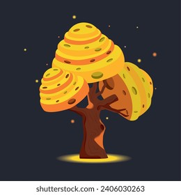 Colored fantasy fairytale tree Vector illustration
