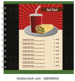 Colored fast food menu with text and a combo