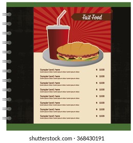 Colored fast food menu with text and a combo