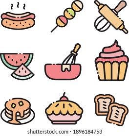 Colored Fast Food Set Icon. Vector set of color fast food icons