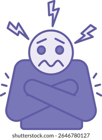 Ícone de Medos Coloridos. Ilustração de vetor. Emoções ou sentimentos que surgem devido a um sentimento de perigo. A Pessoa Tem Muito Medo. Psicologia do Conceito