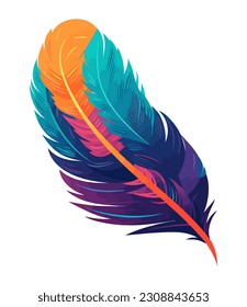 colored feather decoration icon isolated