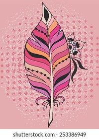 Colored feather and flower