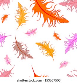 colored feathers seamless vector background