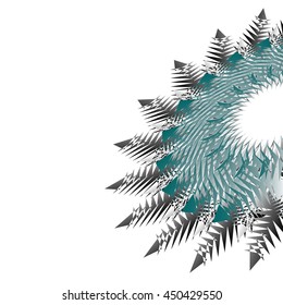 colored feathers in a semicircle