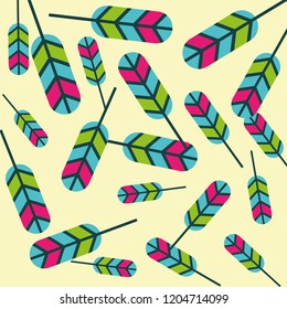 colored feathers tribal decoration pattern