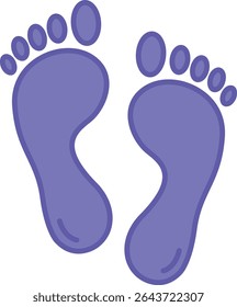 Colored Feet Icons. Vector Illustration. Human Footprints, Toes, Foot, Leg. Human Body Part. Concept Anatomy
