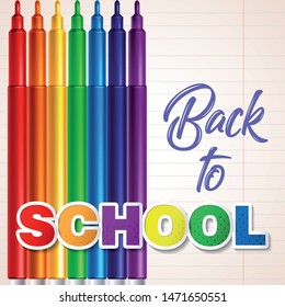 Colored felt tip pens. Welcome back to school.