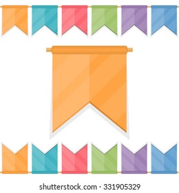 Colored festive flags on the rope, vector eps10 illustration