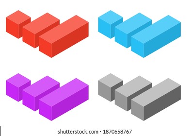 Figuras de color. Formas geométricas figuras isométricas. Ilustración del vector aislada en fondo blanco