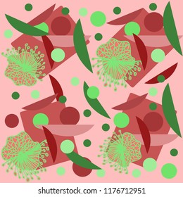 colored figures on a pink

