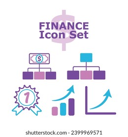 Iconos de finanzas coloreados conjunto Ilustración vectorial