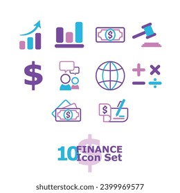 Colored finance icons set Vector illustration