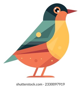 Colored finch design over white