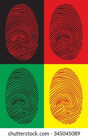 Colored fingerprints on different backgrounds. Vector illustration.