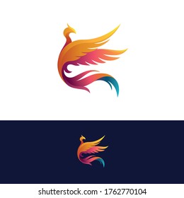 Colored Firebird Flies Square Logo Stock Vector (Royalty Free ...