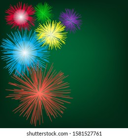 Colored fireworks images on various colored backgrounds For creating poster cards
New Year's Eve