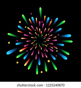 colored fireworks on black background vector