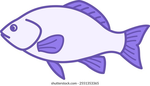 Icono de pescado coloreado. Ilustración vectorial. Agricultura, agricultura. Concepto de animales domésticos