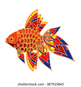 Colored fish. Tropical fish in asian style.