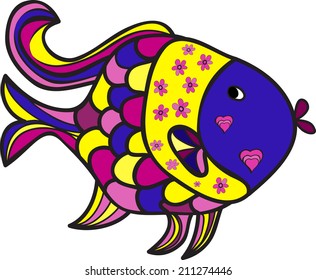 Colored fish. Vector illustration. Isolated. 