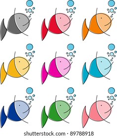 colored fishes