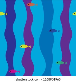 Colored fishes seamless pattern