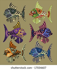 colored fishes - the stylization vector image