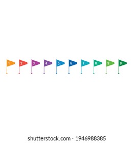 colored flags and 0-9 numbers on a white background