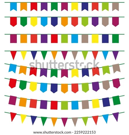 colored flags garlands. Party bunting decoration. Vector illustration.