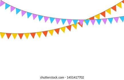 Colored flags on rope decorations icons
