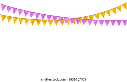 Colored flags on rope decorations icons