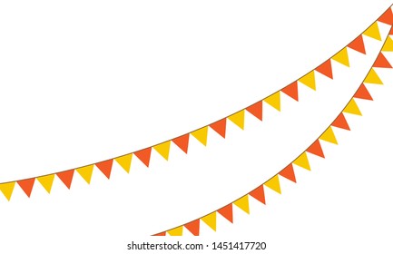 Colored flags on rope decorations icons