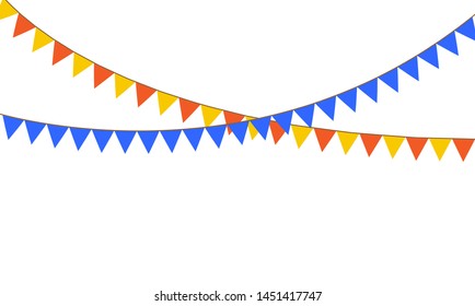 Colored flags on rope decorations icons
