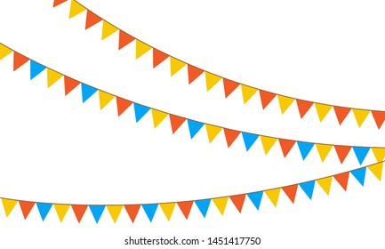 Colored flags on rope decorations icons
