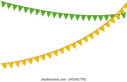 Colored flags on rope decorations icons