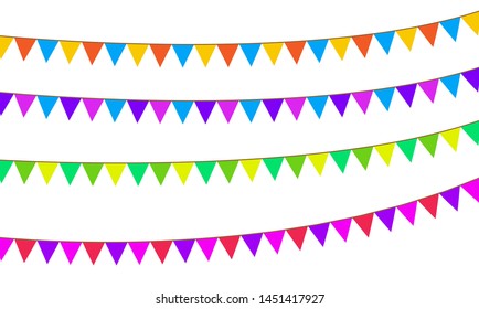 Colored flags on rope decorations icons