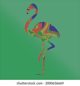 flamencos de color sobre el fondo verde