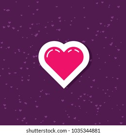 colored flat art illustration of a simple heart cartoon sticker