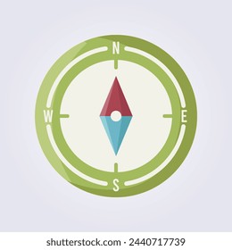 colored flat compass icon vector logo design, equipment for summer camp pack theme design