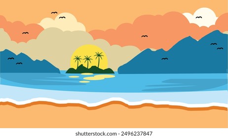 Colored flat design landscape for banners, posters and more