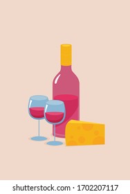 Colored flat design vector illustration wine