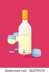 Colored flat design vector illustration wine