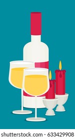 Colored flat design vector illustration wine