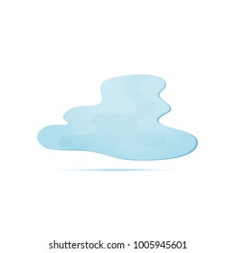 Colored flat icon, vector design with shadow. Puddle of water. Illustration for liquid, water, rain and dampness. Symbol of aqua